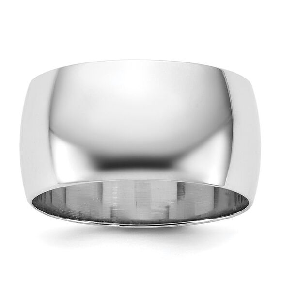 Kazi Luxury 14k White Gold 10mm Half Round Wedding Band Size